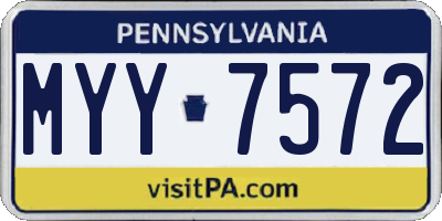 PA license plate MYY7572