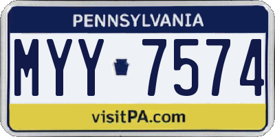 PA license plate MYY7574