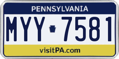 PA license plate MYY7581