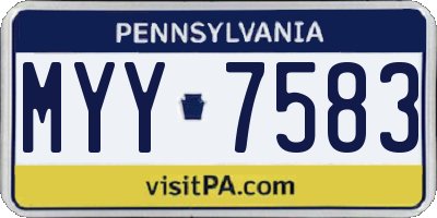 PA license plate MYY7583