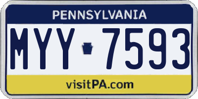 PA license plate MYY7593