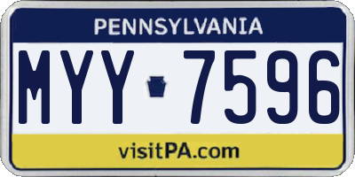 PA license plate MYY7596