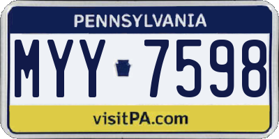 PA license plate MYY7598