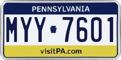 PA license plate MYY7601