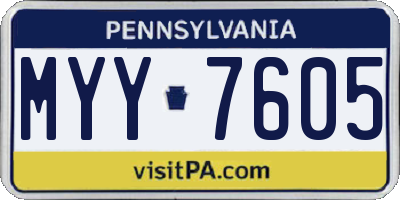 PA license plate MYY7605