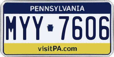 PA license plate MYY7606