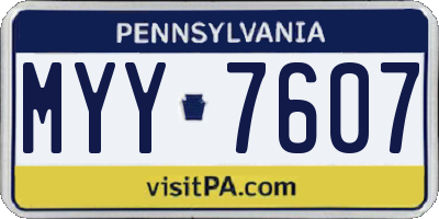 PA license plate MYY7607
