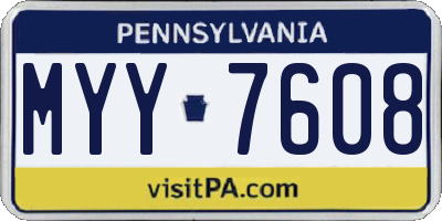 PA license plate MYY7608