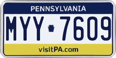 PA license plate MYY7609
