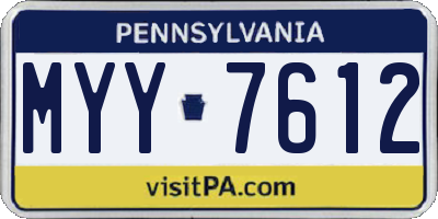 PA license plate MYY7612