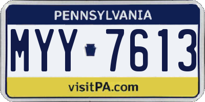 PA license plate MYY7613