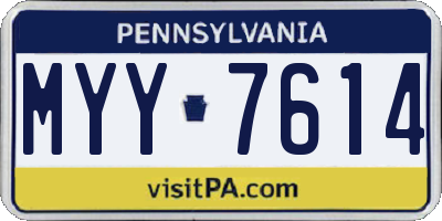 PA license plate MYY7614