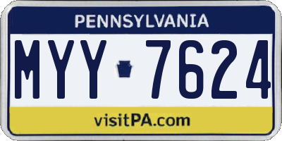 PA license plate MYY7624