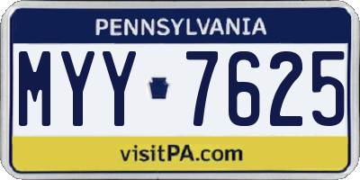 PA license plate MYY7625