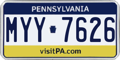 PA license plate MYY7626