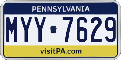 PA license plate MYY7629