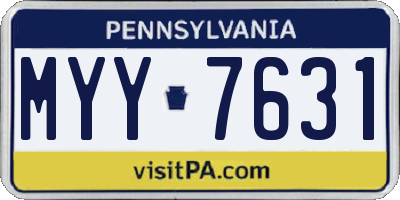 PA license plate MYY7631
