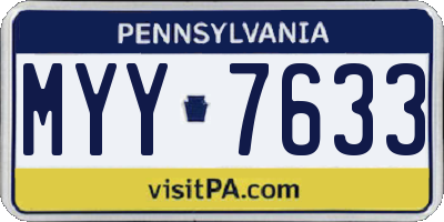 PA license plate MYY7633