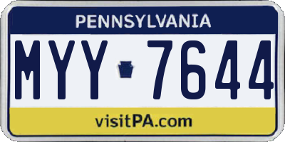 PA license plate MYY7644