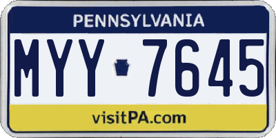 PA license plate MYY7645