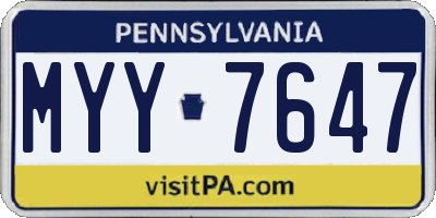PA license plate MYY7647
