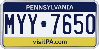PA license plate MYY7650