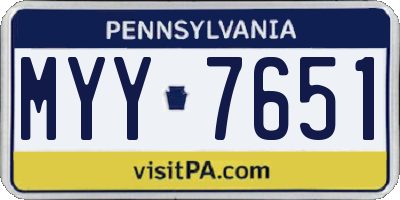 PA license plate MYY7651