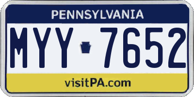 PA license plate MYY7652
