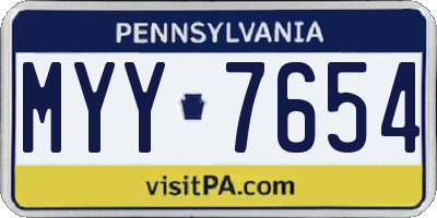 PA license plate MYY7654