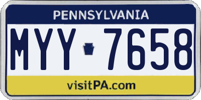 PA license plate MYY7658