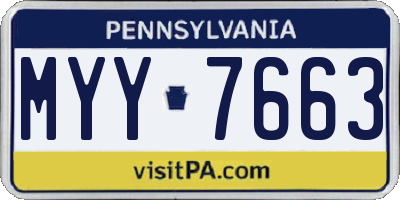 PA license plate MYY7663