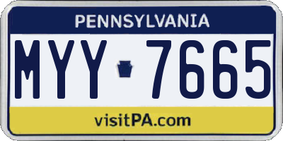 PA license plate MYY7665