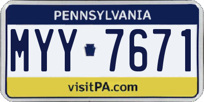 PA license plate MYY7671