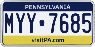 PA license plate MYY7685