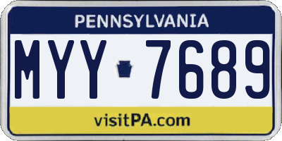 PA license plate MYY7689