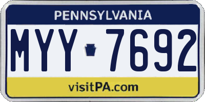PA license plate MYY7692