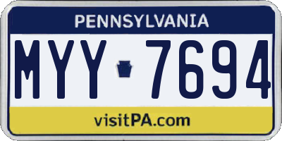 PA license plate MYY7694