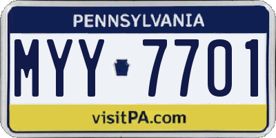 PA license plate MYY7701