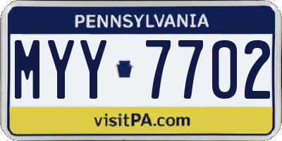 PA license plate MYY7702