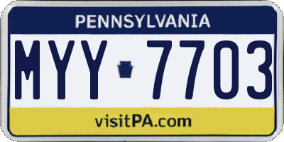PA license plate MYY7703