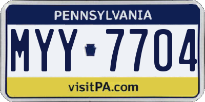 PA license plate MYY7704