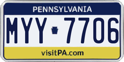 PA license plate MYY7706