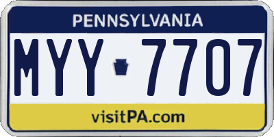 PA license plate MYY7707