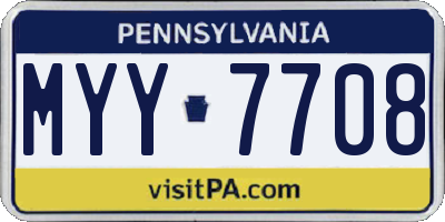 PA license plate MYY7708