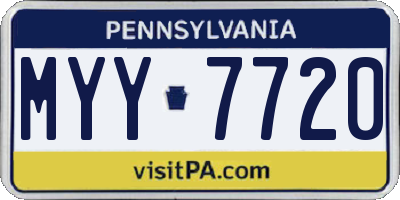 PA license plate MYY7720