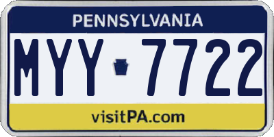 PA license plate MYY7722