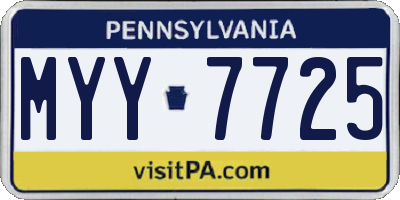 PA license plate MYY7725