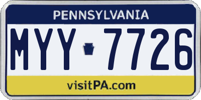 PA license plate MYY7726