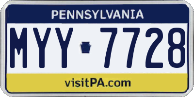 PA license plate MYY7728
