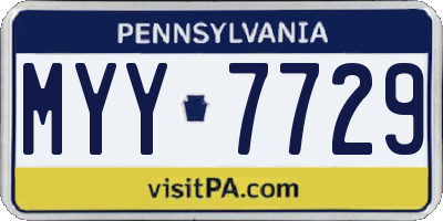 PA license plate MYY7729